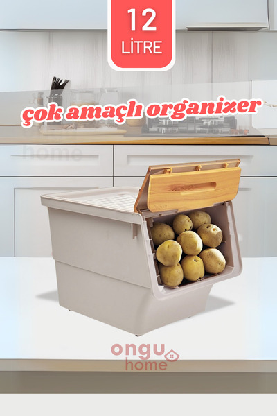 ongu home Tekerlekli Çok Amaçlı Patateslik Soğanlık Sebzelik Ve Oyuncak Kutus...