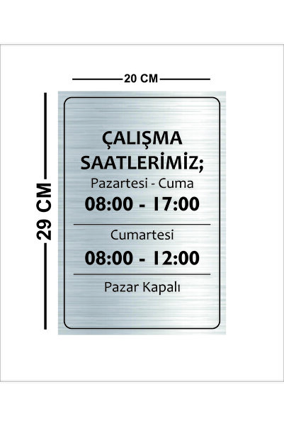 ALFA REKLAM AJANSI İŞ YERİ ÇALIŞMA SAATLARİ LEVHASI İSTER GOLD İSTER GÜMÜŞ RENK