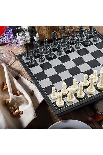 e-life shop Classic Folding Magnetic Chess Set Chess Set for Schools & Travel 2 Pieces Checkers Chess Set