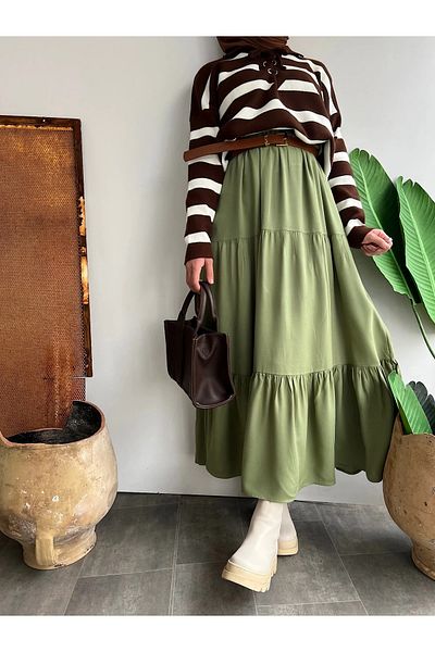 ENDAMIM Plus Size Viscosse Skirt