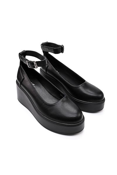 Tmall Women's casual shoes, Made of eco-leather, With platform, P1262, Black