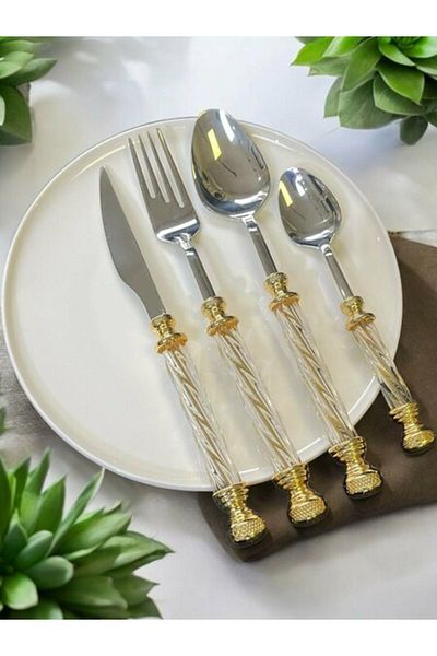 ROY KING Crystal 24 Piece Dining Set Gold