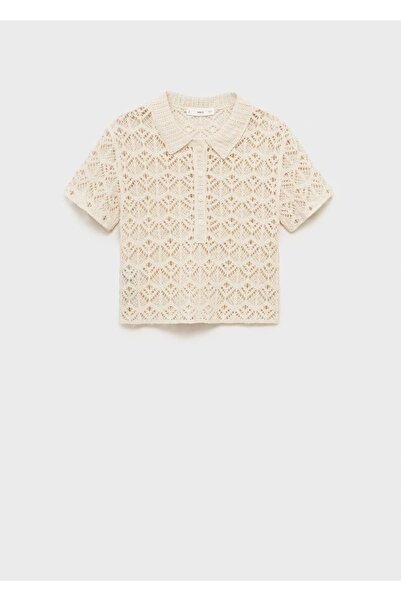 MANGO Woman Kısa kollu kroşe kazak