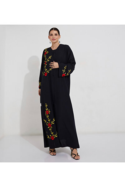 Rosette Abaya Navy Red Stones