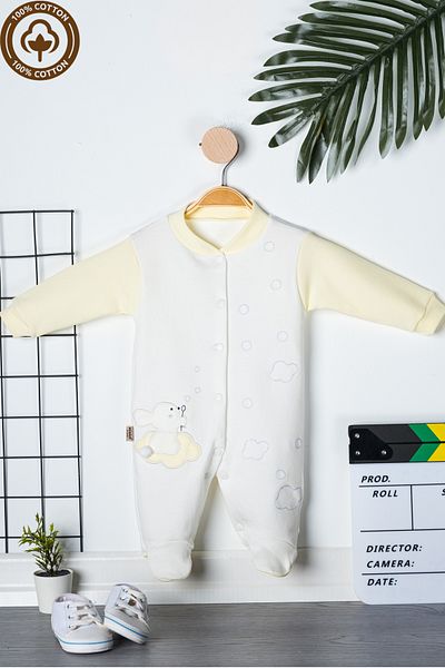 Miniel 3-6-9 Months Unisex Baby Onesie - Cloudy, Rabbit Embroidered, Organic Cotton and Booties
