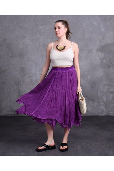 TEXTURA ✅   100% Cotton Elastic Waist Witch Skirt - Stylish and Comfortable Design