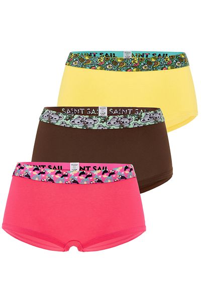 Saint Sail Cotton Lycra Flexible Fabric Printed Couple Boyshort Set of 3 Women's Panties