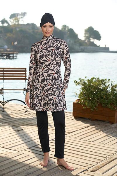 Estiva Digital Printing Bonneted Full Covered Hijab Swimsuit