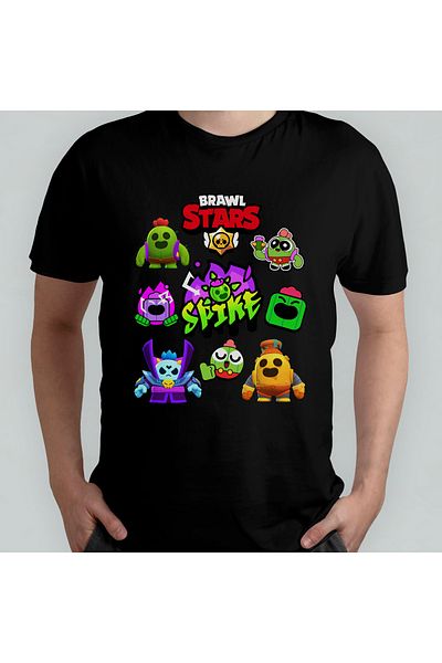 Pixxa Brawl Stars Spike Unisex 100% Cotton Crew Neck T-Shirt