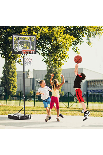YALLA HomeGym Kids 5ft to 7ft Height Adjustable Basketball Hoop Stand, 32" Backboard, Portable Wheel