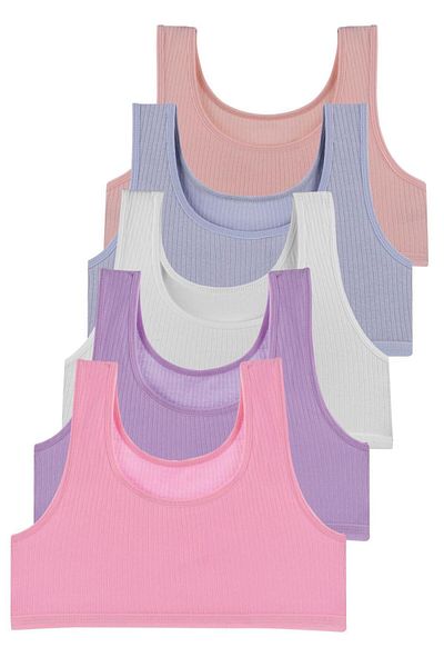 Nicoletta Bustieră pentru ospătar pentru fete, pachet de 5 camisole cu nervuri MIXCOLOR
