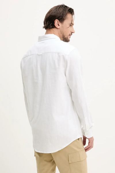 Tommy Hilfiger Tjm Reg Linen Blend Ls Shirt Ext Pánská bílá košile – Dm0dm20875