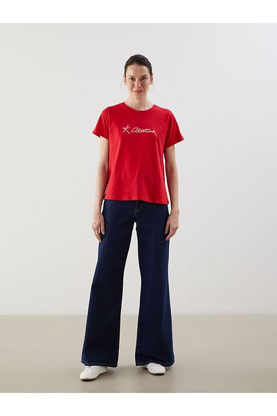 LC Waikiki Crew Neck Women's T-Shirt with Atatürk Signature Print