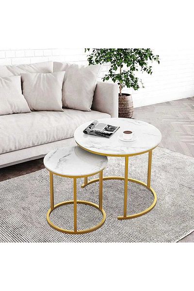 Generica Two nesting tables with a marble design for decoration and ornamentation