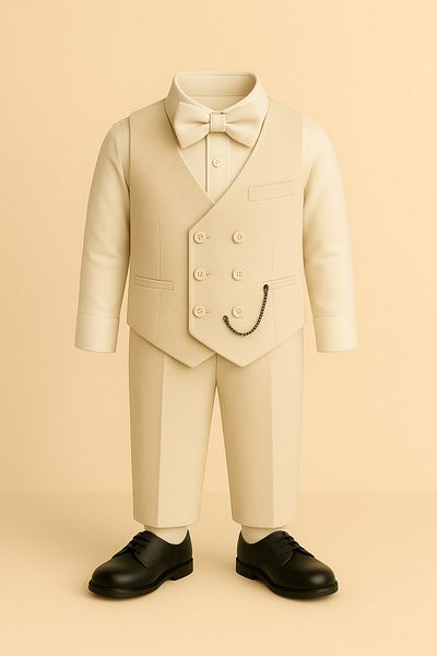 DUBAİ ÇOCUK Rkek Children's Vest with Chain 6 Buttons Bow Tie Tuxedo Suit