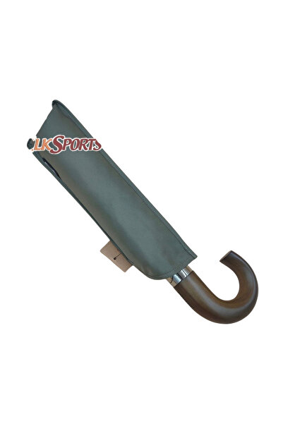 parachase Ahşap Baston Saplı Tam Otomatik Bej Şemsiye - Kılıflı