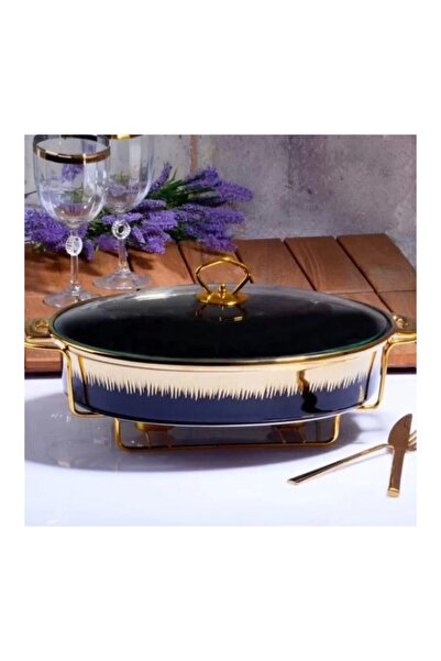 Genel Markalar TWN012 Siyah Oval Telli Porselen Tencere 37 Cm