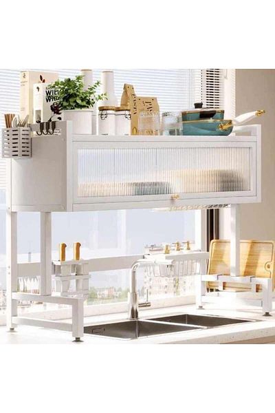 Generica Metal Dish Drying Rack Holder Unit with Storage Cabinet