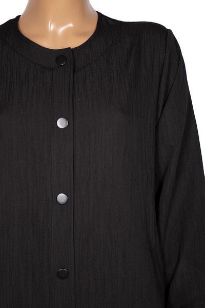 Hermevsim Hesna Women's Luna Large Size Wrinkle Effect Snap Fastener Black Cap Jacket