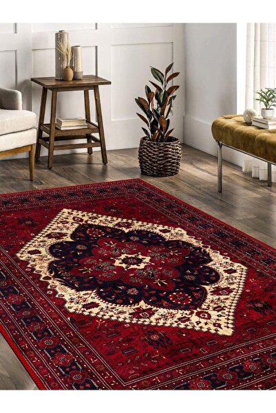 Serteks Vintage Eskitme Desenli Dokuma Taban Şönil Halı Dekoratif Salon Halıs...