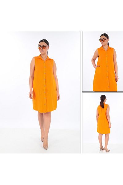 TEXTURA ✅   Florya Dress - with Pockets, Muslin Fabric, Ideal for Everyday Use
