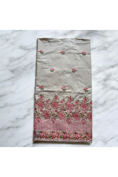 MAJESTIC STYLE FASHION Traditional Hand-Stitched Border Design Unstitched fabric