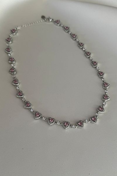 laria jewelry Vip Pink Heart with Stone Necklace