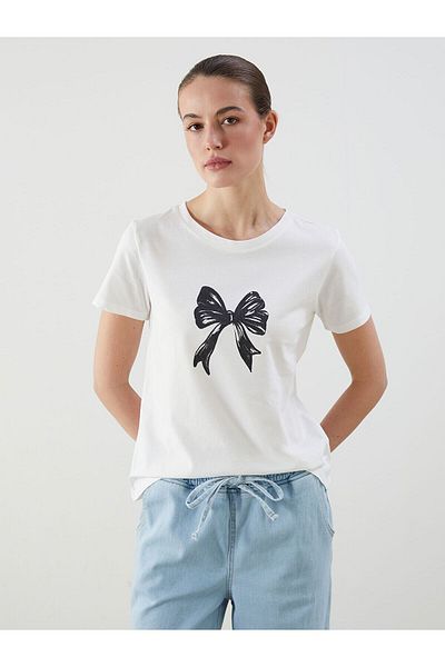 LC Waikiki Crew Neck Bow Printed Women's T-Shirt