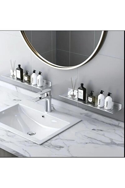 volo dekor - Inox Paslanmaz Çelik 30 cm Banyo Rafı Düzenleyici - Paslanmaz Vi...
