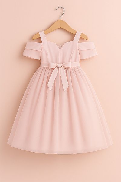 DUBAİ ÇOCUK Girl's Double Tarlatan Stone Detailed Bow Evening Dress
