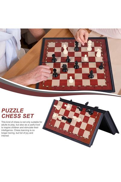 e-life shop Classic Folding Magnetic Chess Set Chess Set for Schools Travel 2 Pieces Checkers Chess Set 2