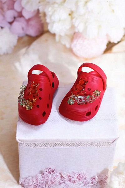 ÇEÇEN HOME Comfortable Sole High Scale Jelly Bean Detailed Children's Slippers Cross Sandals Sabo