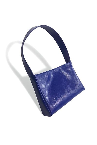 YMZBAG Geantă de umăr de damă din piele lacuită de mărime medie bleumarin