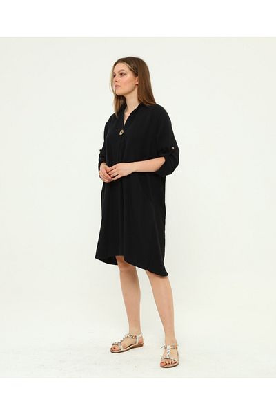 TEXTURA ✅   Muslin Fabric Large Button Dress - for Casual and Stylish Use