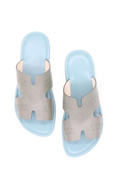 gozal Gray Shoe with Sky Blue Sole – Handcrafted Elegance