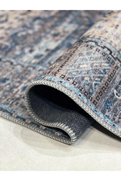 Serteks Vintage Eskitme Desenli Halı, Dokuma Taban Dekoratif Şönil