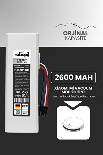 ROBOPİL Xiaomi Mi Vacuum Mop 2c 2in1 Pil Batarya Kutulu [Orjinal Kapasite] 26...