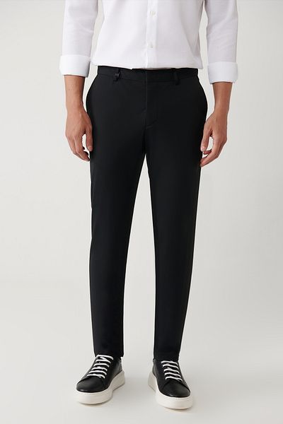 Avva Men's Black Slim Fit Side Pocket Water Repellent Bi Stretch Fabric Lightweight Suit Pants A41Y3