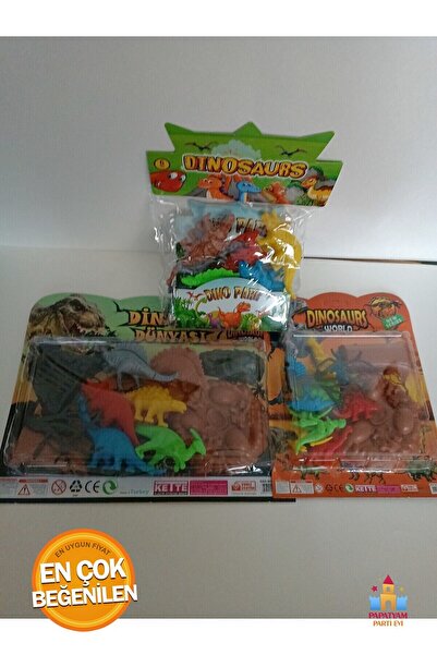 PapatyamPartiEvi 3'lü Set! Oyuncak Dinazor Hayvanları Seti 30 Parça Büyük - Küçük Boy Dinazor Seti - Dinozor Seti