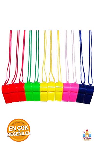 PapatyamPartiEvi Yüksek Desibelli Renkli İpli Düdük Seti - Deprem Düdüğü ve H...