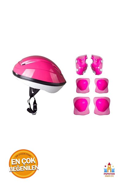 PapatyamPartiEvi Pembe Koruyucu Kask Dizlik Dirseklik Seti: Güvenli Spor Ekip...
