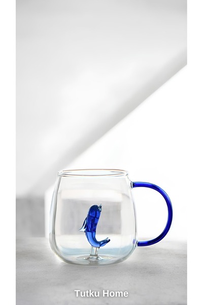 Tutku İçi Üç Boyutlu Renkli Hayvan Figürlü Tombul Cam Kupa Bardak