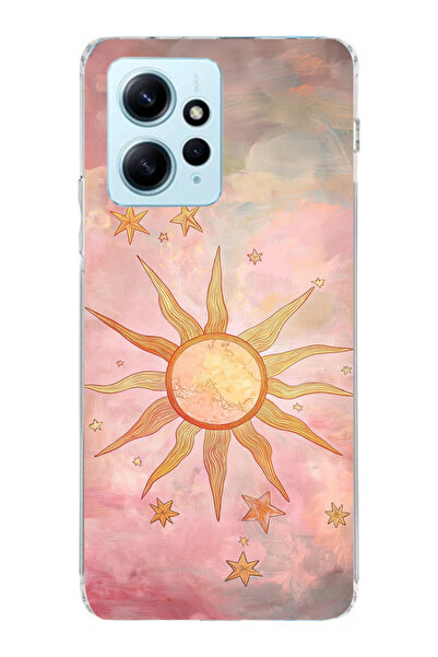moonset Xiaomi Redmi Note 12 4G Uyumlu Güneş Tasarımlı Baskılı Şeffaf Telefon...