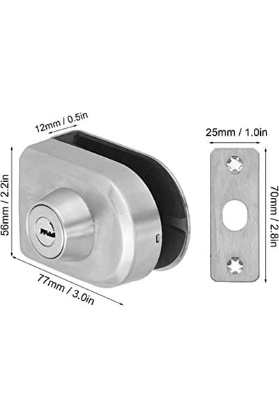 Generic Glass Door Lock, 304 Stainless Steel Glass Door Lock Heavy Duty Frameless Glass Door Lock with Keys,