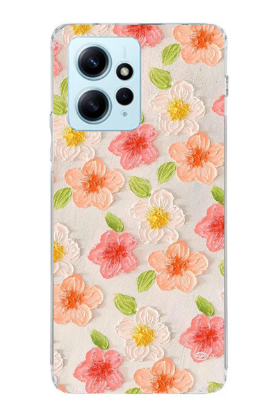moonset Xiaomi Redmi Note 12 4G Uyumlu Çiçek Tasarımlı Baskılı Şeffaf Telefon...