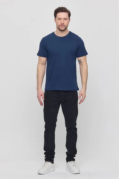 PHANTOM JEANS Men's Navy Blue Lycra Stylish Cotton Slim Fit Slim Fit Crew Neck Basic T-Shirt