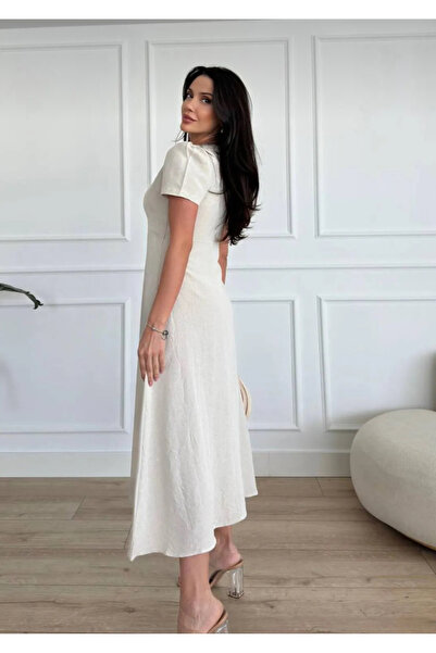 Nura Francy ΓΥΝΑΙΚΕΙΟ ΦΟΡΕΜΑ ΛΙΝΟ ΜΙΖΟΥΛΟ ΜΙΖΟΥΛΟ ΚΡΕΜ ΧΡΩΜΑΤΟΣ