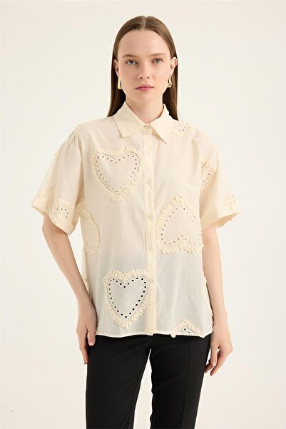 HomeStore Πουκάμισο με κέντημα με φιστό