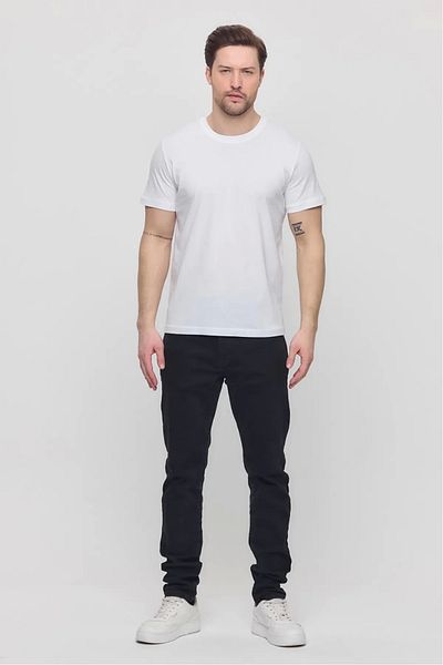PHANTOM JEANS Men's White Lycra Stylish Cotton Slim Fit Slim Fit Crew Neck Basic T-Shirt