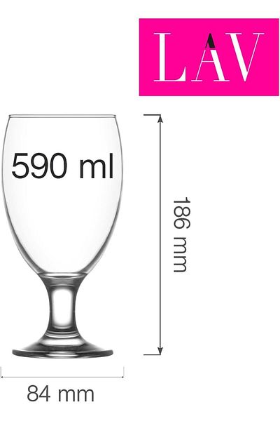 LAV Empire Stemware Beer Glass Set 3-Pieces, 590 ml Capacity